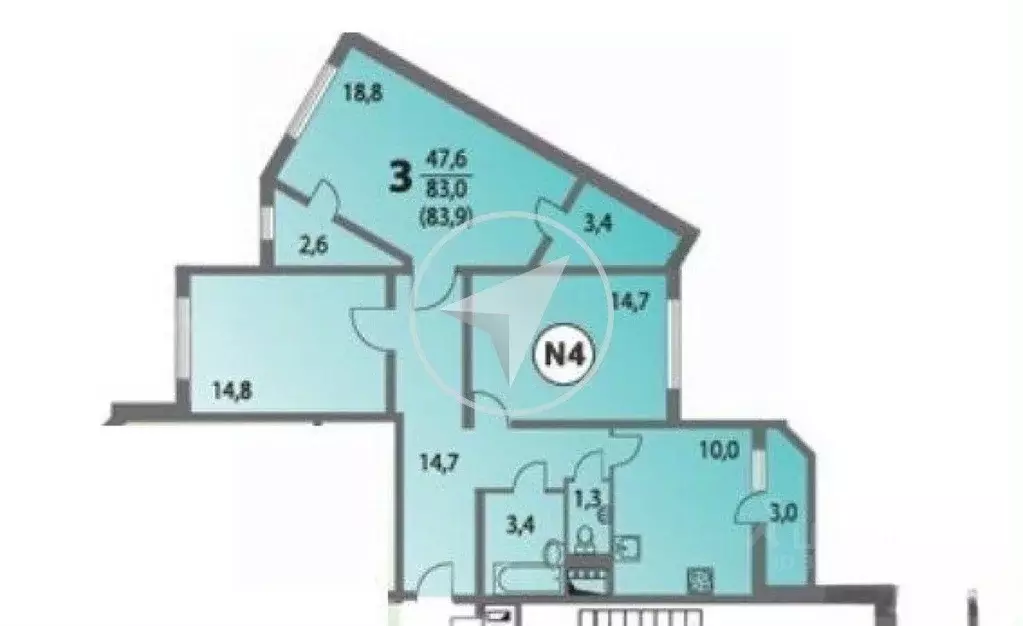3-к кв. Москва Мироновская ул., 46к1 (83.3 м) - Фото 2