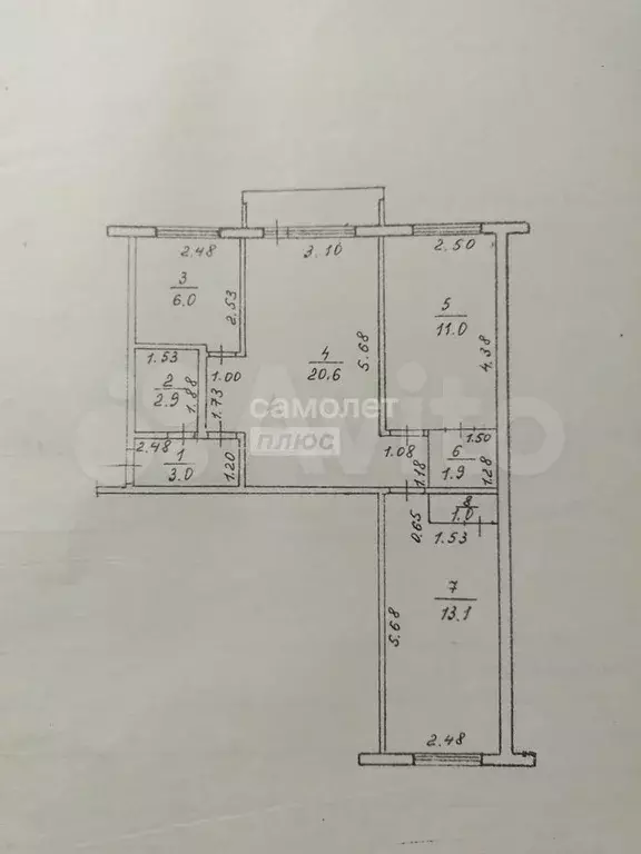 3-к. квартира, 58,5 м, 1/5 эт. - Фото 0