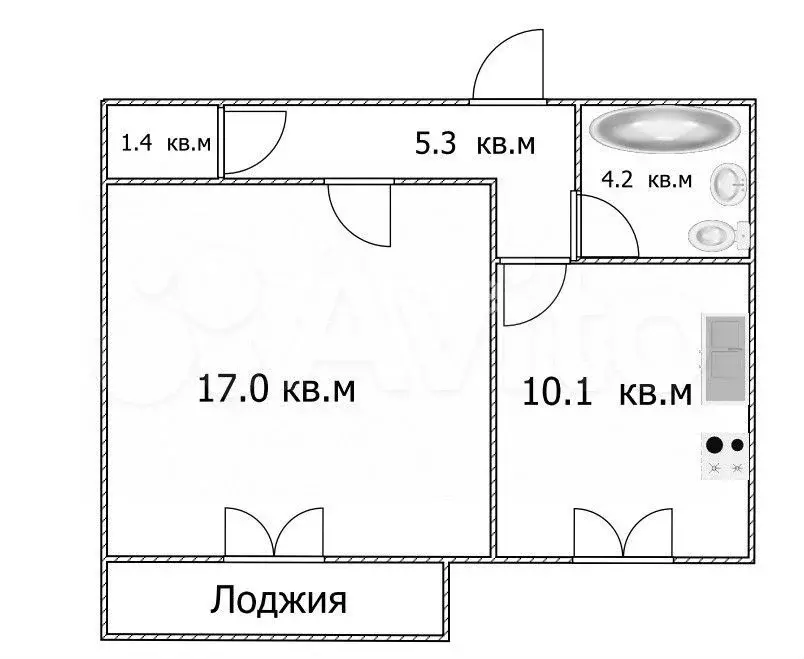 1-к. квартира, 38 м, 10/14 эт. - Фото 0