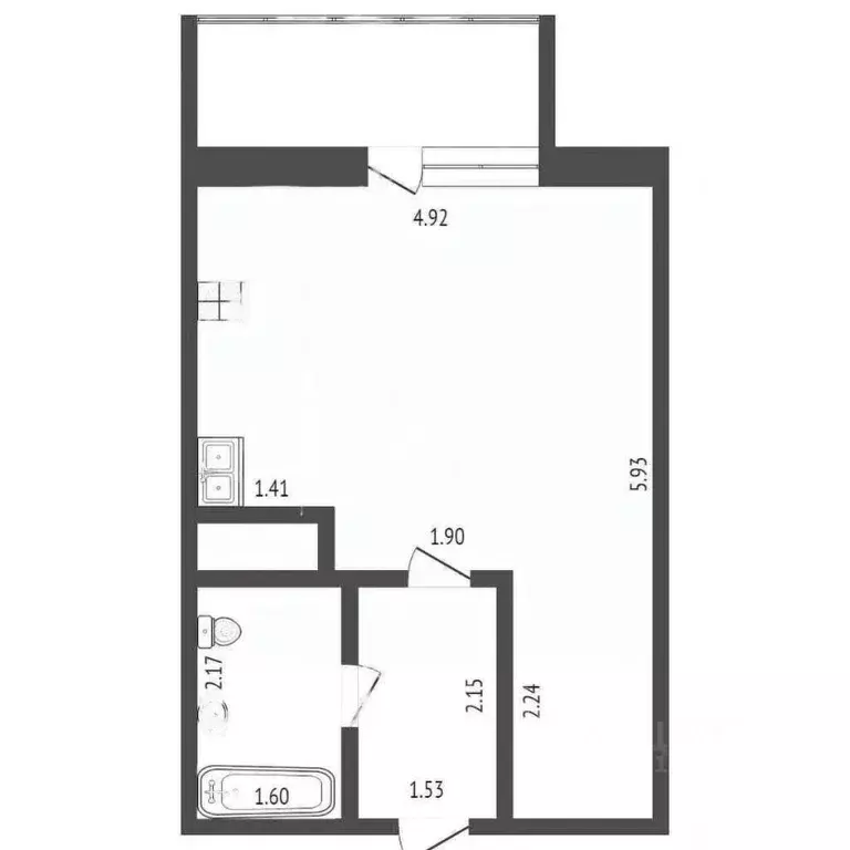Студия Тюменская область, Тюмень ул. Беляева, 33к1 (27.8 м) - Фото 2