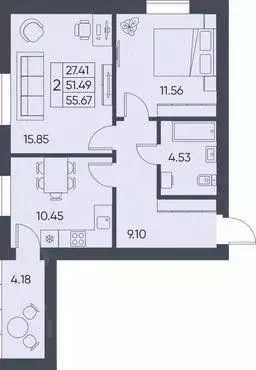 2-к кв. Саратовская область, Татищево рп  (55.67 м) - Фото 0