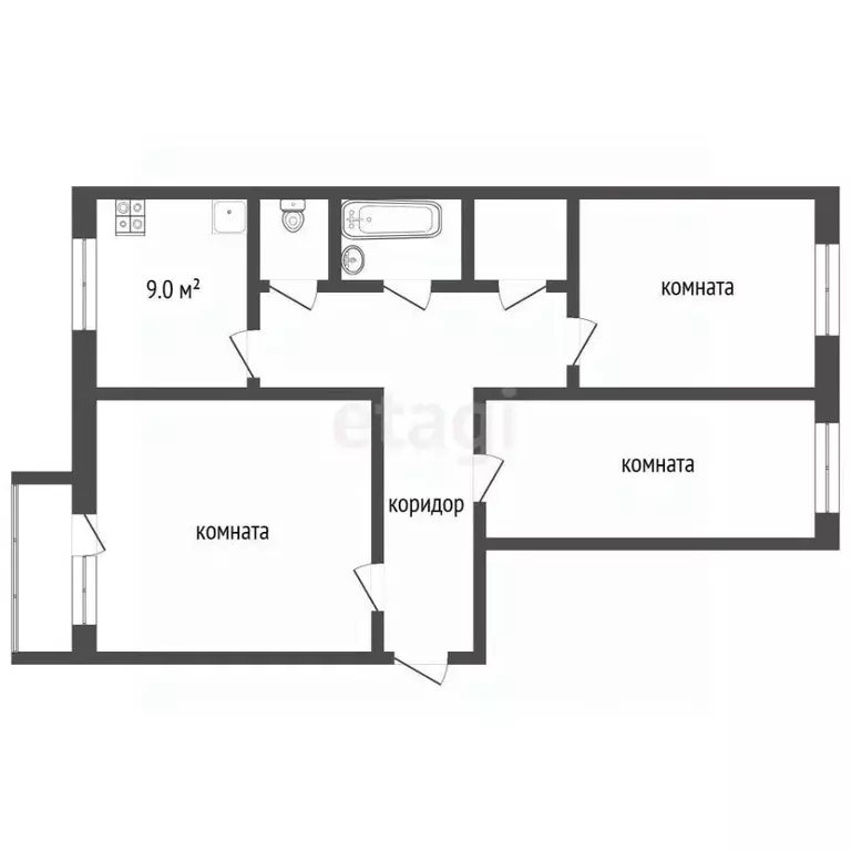 3-к кв. Тюменская область, Тобольск 7А мкр, 34 (66.0 м) - Фото 2