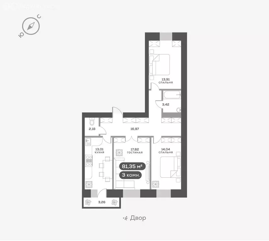 3-комнатная квартира: Красноярск, Телевизорный переулок, 5А (81.5 м) - Фото 1