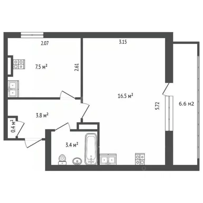 1-к кв. Севастополь ул. Генерала Мельника, 9 (31.6 м) - Фото 1