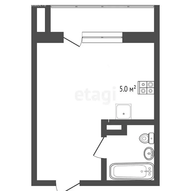 Квартира-студия: Тюмень, улица Новосёлов, 111 (20 м) - Фото 1