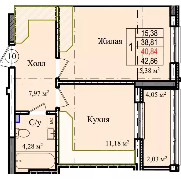 1-к кв. Калининградская область, Гурьевский муниципальный округ, пос. ... - Фото 0