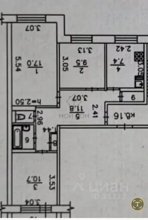 3-к кв. Московская область, Реутов ул. Октября, 8 (63.0 м) - Фото 2