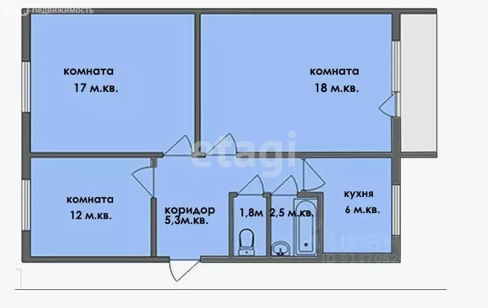 3-комнатная квартира: Поронайск, Восточная улица, 110 (58 м) - Фото 1