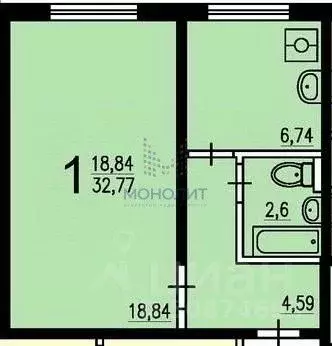 1-к кв. Москва Холмогорская ул., 7 (33.0 м) - Фото 1