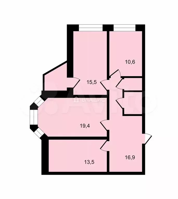 3-к. квартира, 82,3 м, 1/9 эт. - Фото 0