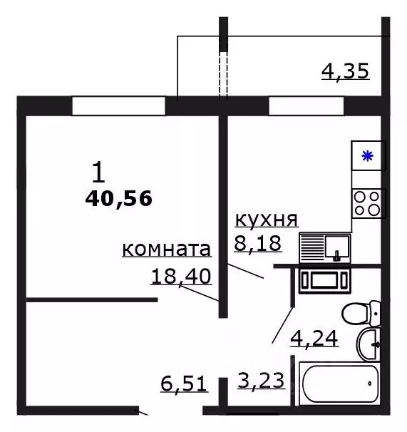 1-к кв. Челябинская область, Челябинск Краснопольская Площадка 1 ... - Фото 1