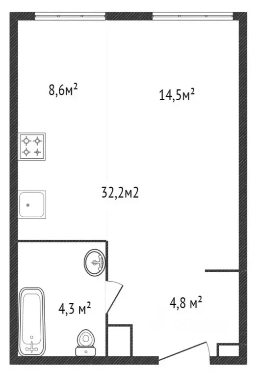1-к кв. Москва Шелепихинская наб., 40к2 (32.2 м) - Фото 1