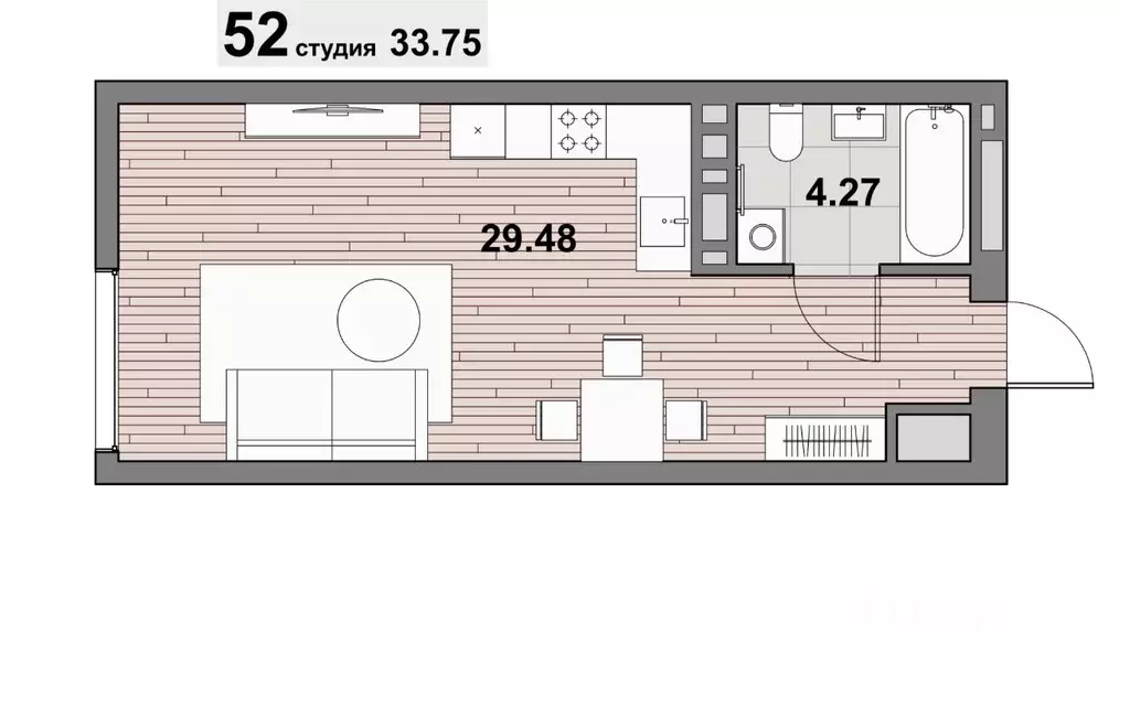 1-к кв. Калининградская область, Зеленоградск ул. Гагарина (33.75 м) - Фото 1