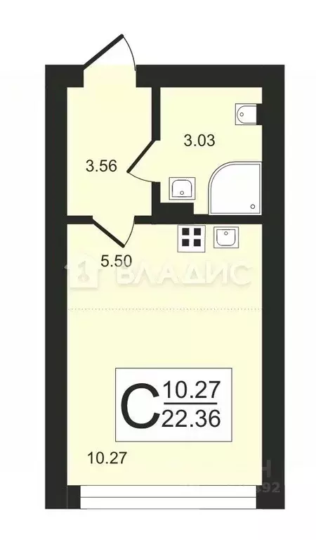 Студия Санкт-Петербург ул. Маршала Казакова, 21к3 (22.4 м) - Фото 1