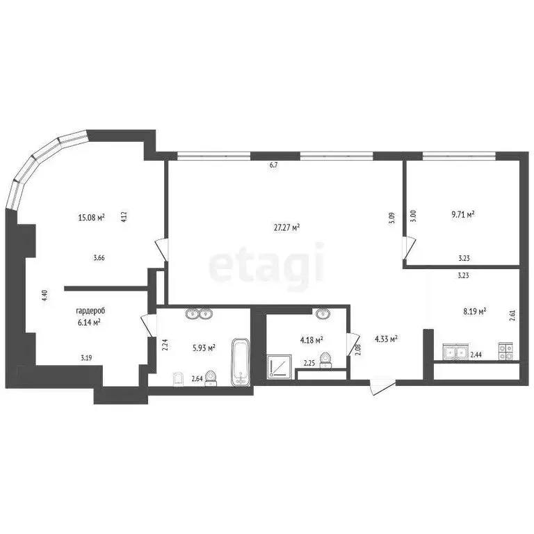2-комнатная квартира: Тюмень, улица Пожарных и Спасателей, 1 (82 м) - Фото 0