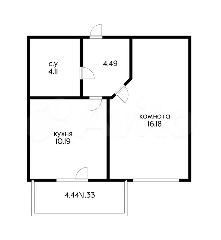 1-к. квартира, 34,5 м, 6/8 эт. - Фото 0