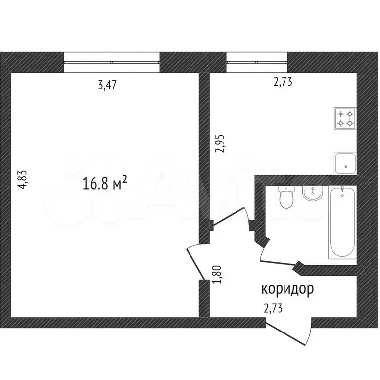 1-к. квартира, 33 м, 1/9 эт. - Фото 0