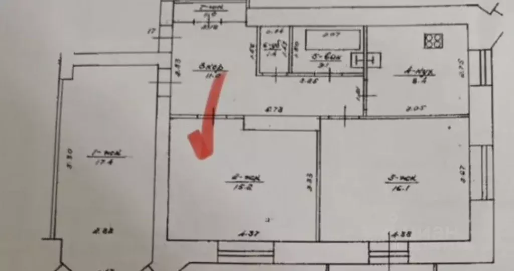 Комната Башкортостан, Уфа Кольцевая ул., 58 (15.0 м) - Фото 1