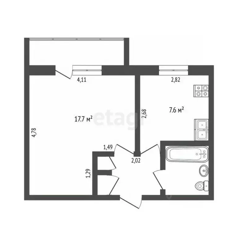 1-к кв. Костромская область, Кострома Катушечная ул., 96 (32.4 м) - Фото 1