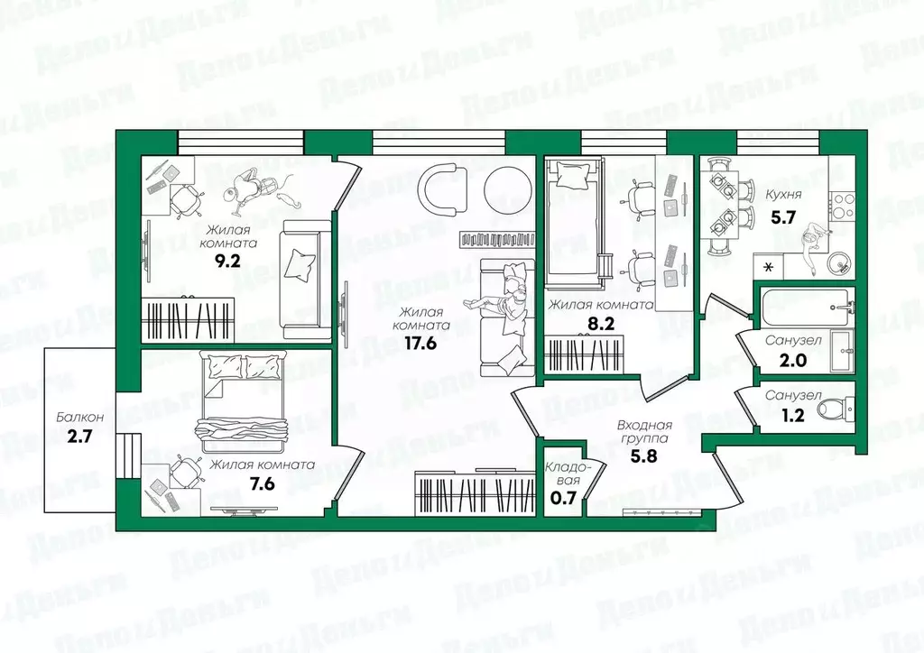 4-к кв. Кировская область, Киров ул. Чапаева, 50 (61.9 м) - Фото 2