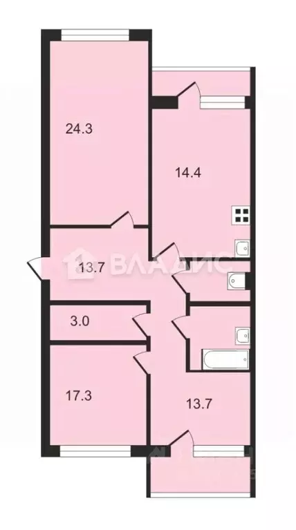 3-к кв. Вологодская область, Вологда ул. Некрасова, 10 (97.4 м) - Фото 1