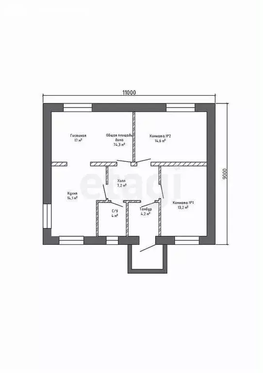 Дом в село Верхний Услон, улица Дарьи Меньшиковой (78 м) - Фото 1