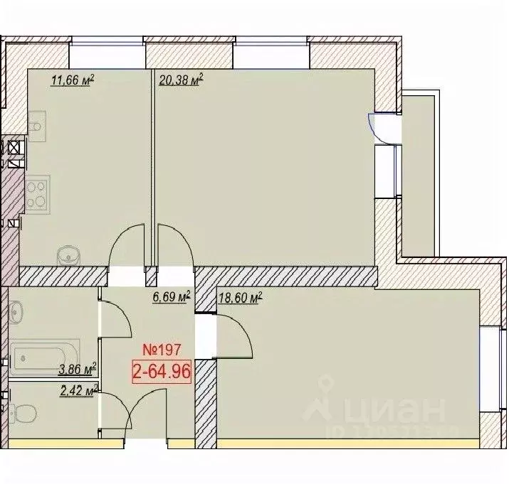 2-к кв. Ярославская область, Ярославский муниципальный округ, пос. ... - Фото 1