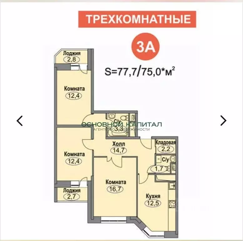 3-к кв. Московская область, Домодедово Западный мкр, ул. Лунная, 31 ... - Фото 2