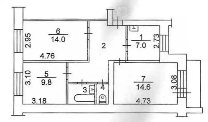 3-к кв. Томская область, Томск ул. Мичурина, 39 (59.4 м) - Фото 2