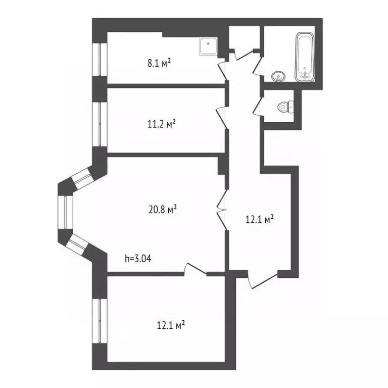 3-к кв. Красноярский край, Красноярск ул. Мичурина, 15 (69.4 м) - Фото 2