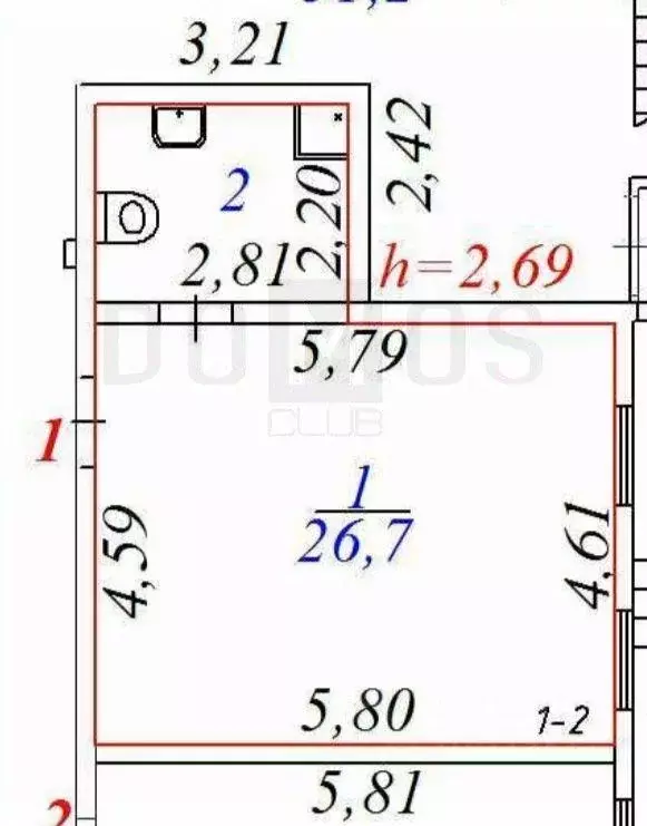 Квартира, 2 комнаты, 47.6 м - Фото 1