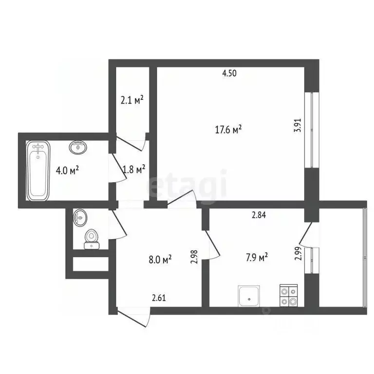 1-к кв. Ямало-Ненецкий АО, Новый Уренгой Оптимистов мкр, 2к1 (44.5 м) - Фото 2