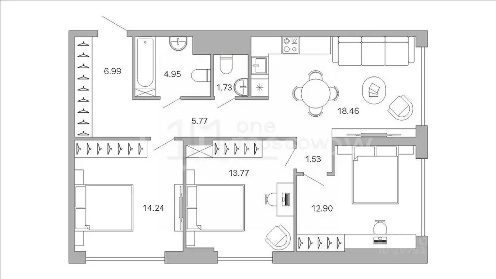 Квартира, 3 комнаты, 82 м - Фото 0