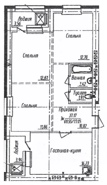 3-к кв. Ханты-Мансийский АО, Ханты-Мансийск ул. Конева, 1 (74.3 м) - Фото 0