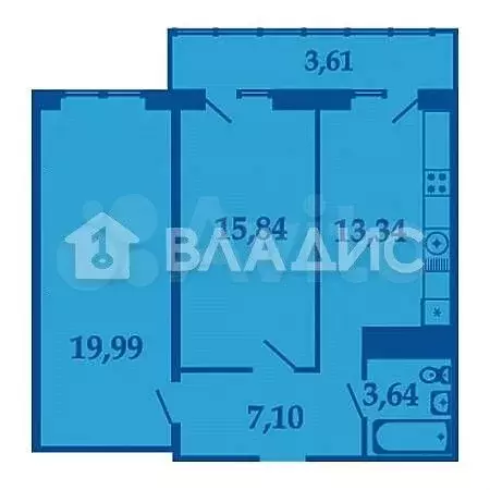 2-к. квартира, 59,9 м, 5/24 эт. - Фото 0