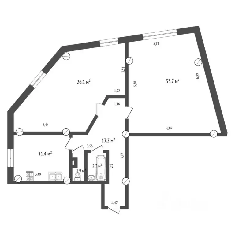 2-к кв. Тюменская область, Тюмень ул. 50 лет ВЛКСМ, 19 (88.6 м) - Фото 2