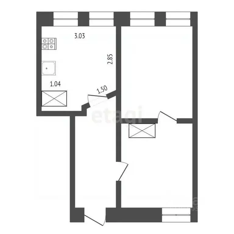 2-к кв. Тамбовская область, Мичуринск Широкая ул., 21 (31.2 м) - Фото 1
