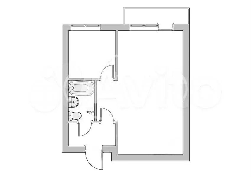 1-к. квартира, 31,5 м, 2/5 эт. - Фото 0