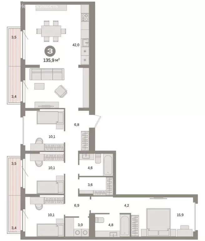 4-комнатная квартира: Екатеринбург, жилой район Сортировочный, ... - Фото 2