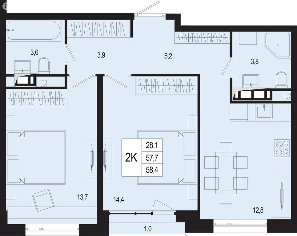 2-комнатная квартира: Московская область, городской округ Подольск, ... - Фото 1