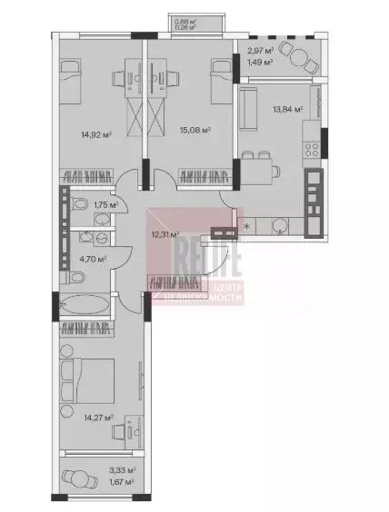 3-комнатная квартира: посёлок Малое Исаково, Первая улица, 1к4 (80.6 ... - Фото 1