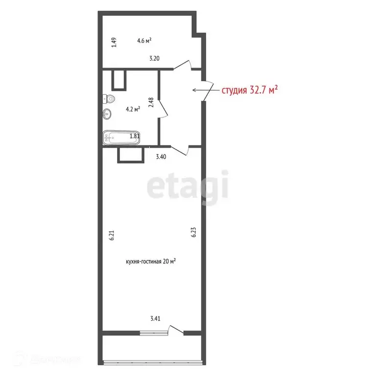 Продаётся квартира-студия, 32.7 м - Фото 1