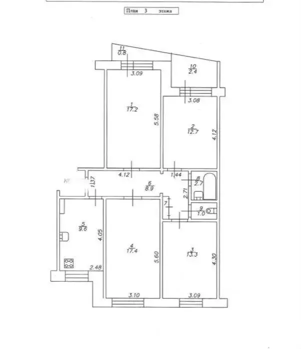 4-к кв. Татарстан, Казань ул. Четаева, 13к2 (92.0 м) - Фото 1