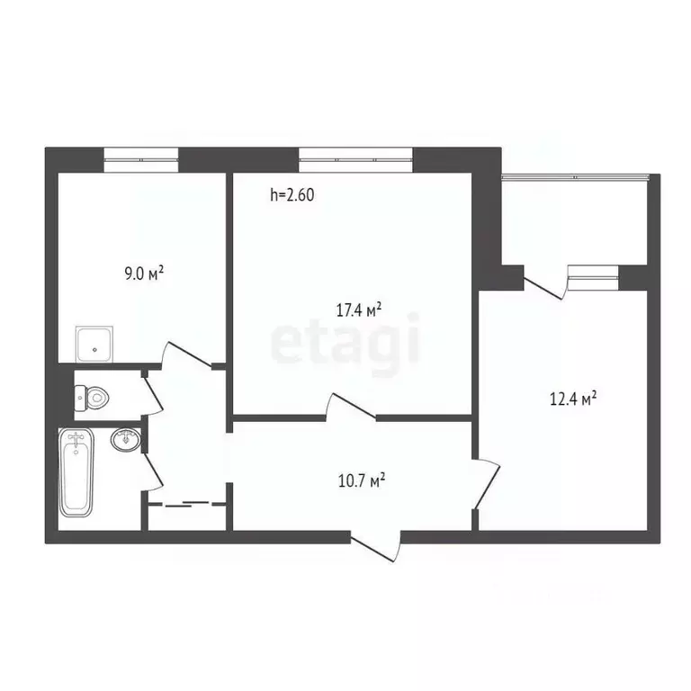 2-к кв. Красноярский край, Красноярск Комсомольский просп., 1 (54.7 м) - Фото 2