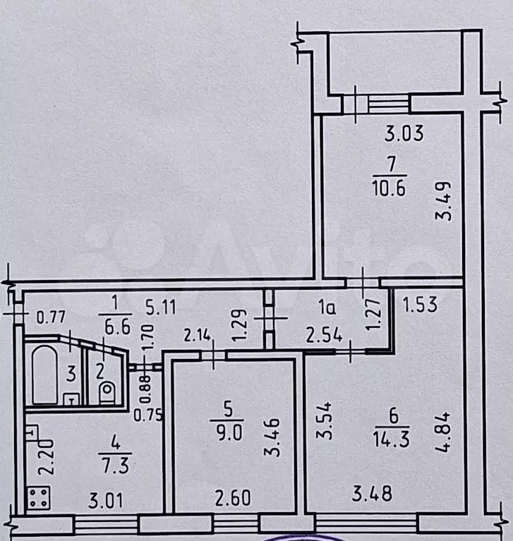 3-к. квартира, 53,8 м, 1/9 эт. - Фото 0