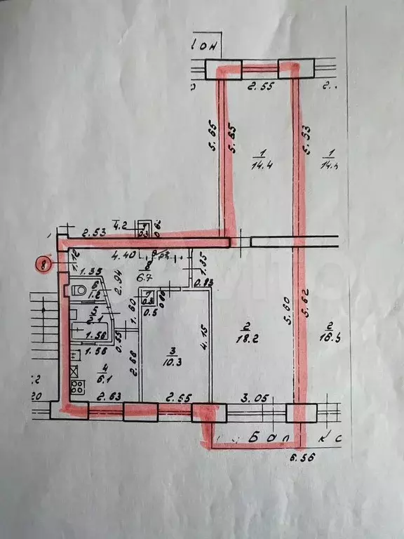 3-к. квартира, 60 м, 2/5 эт. - Фото 0