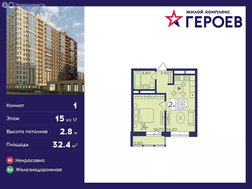 1-комнатная квартира: Балашиха, микрорайон Железнодорожный, улица ... - Фото 0