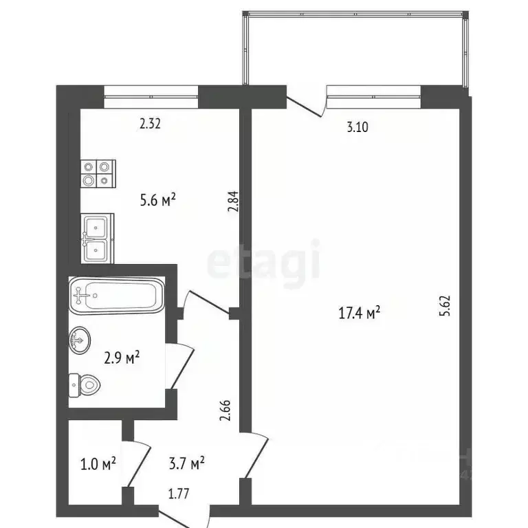 1-к кв. Кемеровская область, Кемерово ул. Муромцева, 4А (30.6 м) - Фото 0