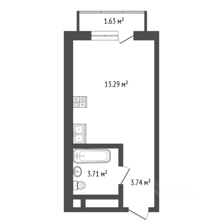 Студия Тюменская область, Тюмень ул. Первооткрывателей, 9 (20.0 м) - Фото 2