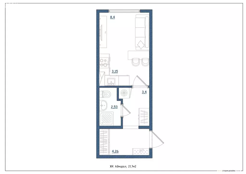 Квартира-студия: Ярославль, Шандорная улица, 14 (21.7 м) - Фото 2